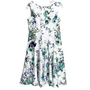 STUDIO ONE Sz 8  Sleeveless Fit & Flare Dress Pink Floral Lined Lace Multicolor